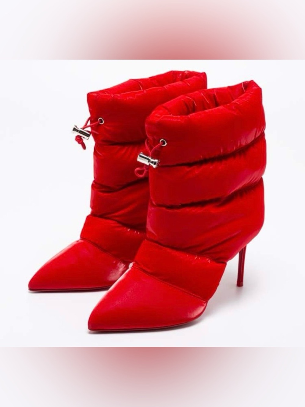 Christian Louboutin Red Quilted Pointed-Toe Stiletto Booties